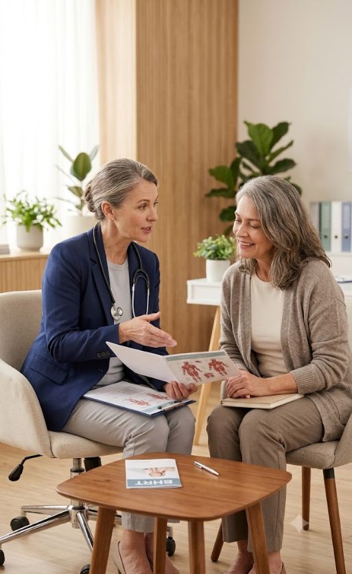 A provider discussing hormone health with a patient