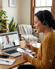 A patient on a telehealth visit