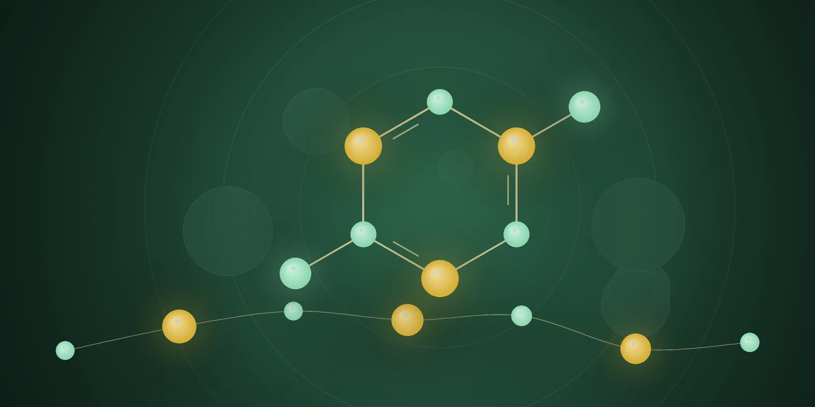 Illustrated cover: a hormone molecule with glossy gold and mint atoms on a deep green background