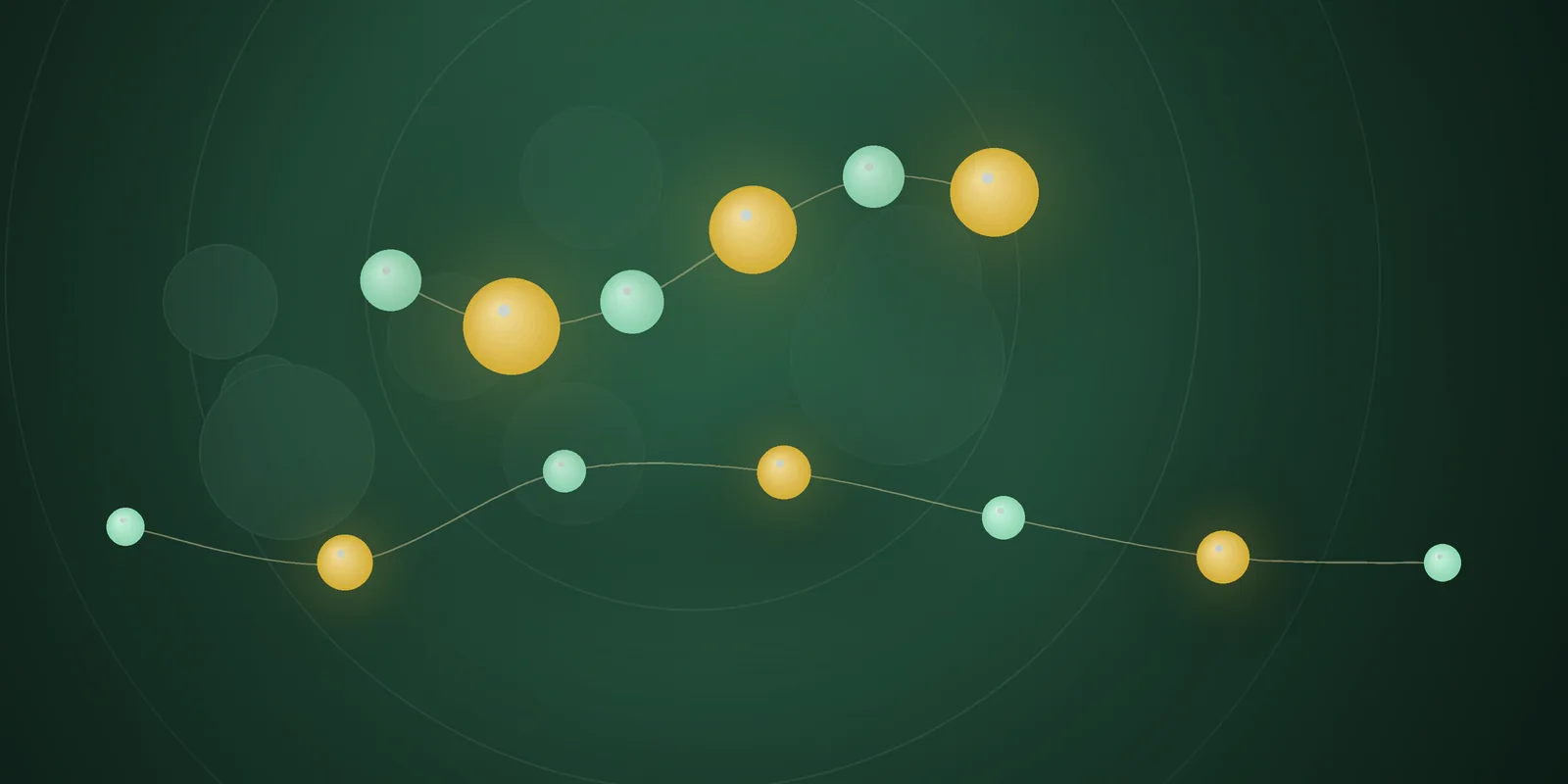 Illustrated cover: a chain of glossy gold and mint peptide beads on a deep green background